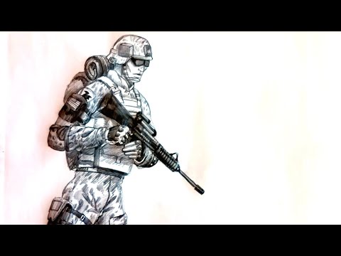 How to Draw a Soldier Step by Step - YouTube