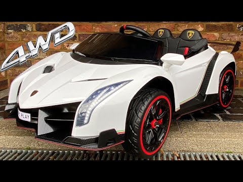 Licensed White 2 Seater 4WD Lamborghini Veneno Roadster Ride on Car