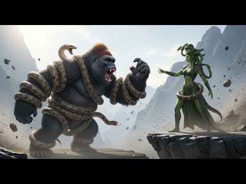 KING KONG & THE LION vs MEDUSA GORGON ⚡ Epic Snake Invasion on Skull Island