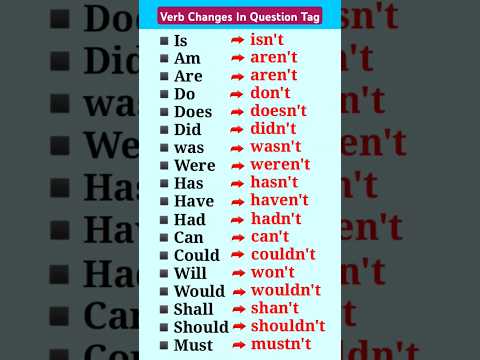 verb changes in question tag #english #questiontag #youtubeshorts