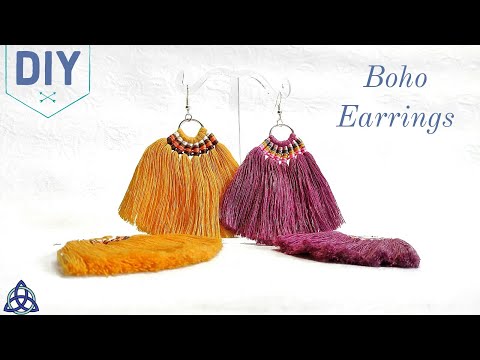 Green Macrame Beaded Earrings Tutorial EASY Macrame Craft Idea