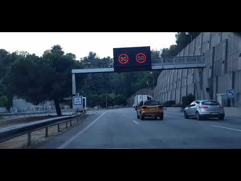 Italia - Francia. Da confine di stato Italia Francia (1:35), Côte d'Azure, Antibes A8 fino a Nizza.