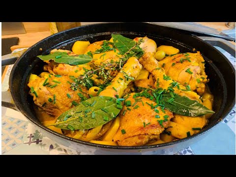 Repas économique et facile: Fricassé de poulet  champignons et PDT