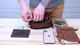 Компактний месенджер на два відділення чоловічий 20396 Vintage коричневий