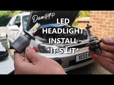 How To Install LED headlight bulbs DIY Installation headlights headlamp bulb conversion kit any car