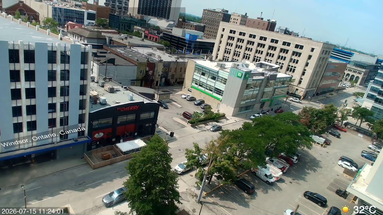 Live webcam view of Downtown Windsor Skyline View