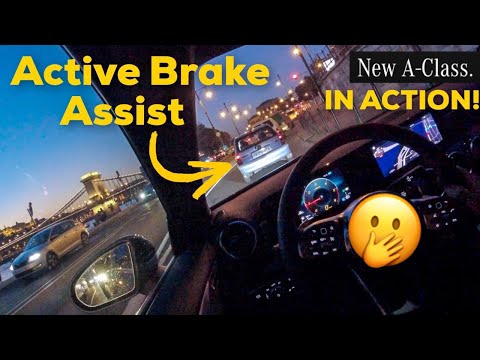 2019 MERCEDES A CLASS ACTIVE BRAKE ASSIST IN ACTION & NIGHT CITY TRAFFIC! | BUDAPEST, HUNGARY Video