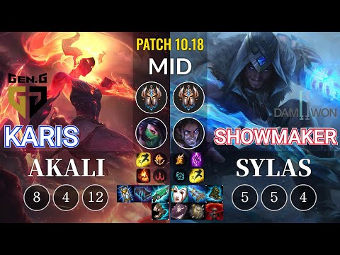 GEN Karis Akali vs DWG ShowMaker Sylas Mid - KR Patch 10.18