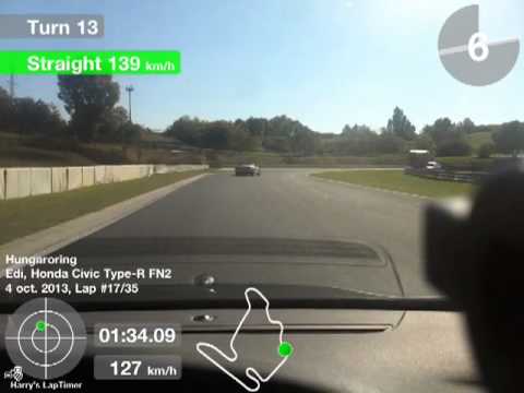 Hungaroring track day 04.10.2013 Honda Civic Type-R FN2 liber 2.19.97 best lap with pasanger