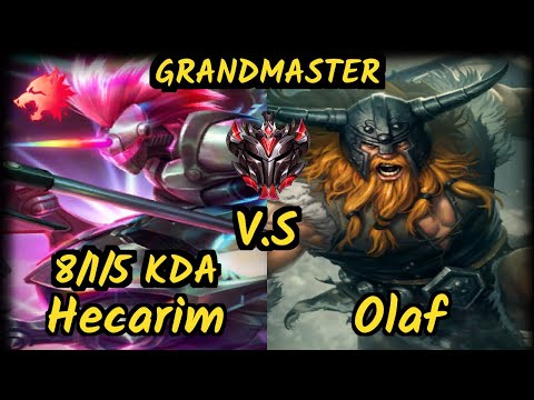 Dat (Kitzuo) (HECARIM) vs OLAF - 8/1/5 KDA JUNGLE GAMEPLAY - NA Ranked GRANDMASTER