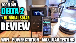 ECOFLOW Delta2 WiFi 1800w Power Station Review with 220w Bi-Facial Solar Panel - MAX LOAD TEST!