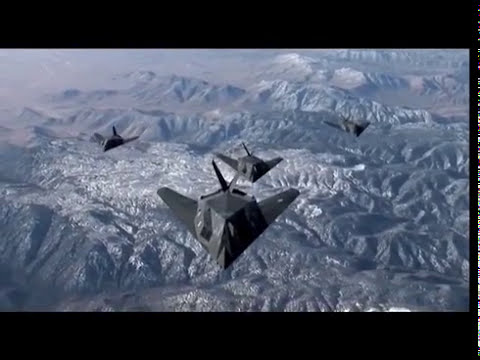 F-117 Nighthawk four-ship formation flight and refueling  (April 2007)