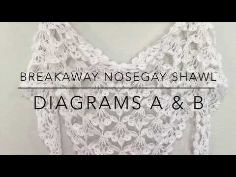 Crochet Pattern Nosegay Shawl - diagrams A & B demonstration