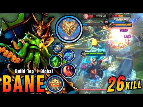 26 Kills No Death!! Midlane Bane is Deadly!! - Build Top 1 Global Bane ~ MLBB