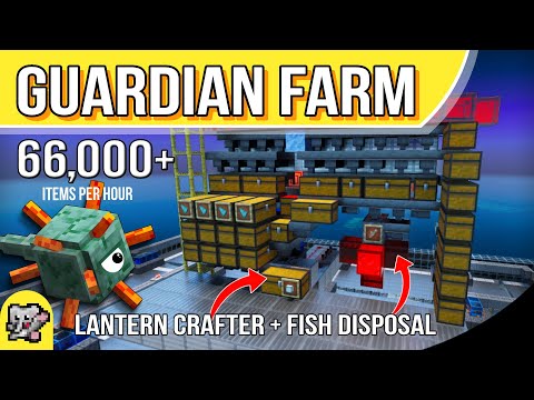 Guardian Farm Sea Lantern Crafter Item Sorter | Minecraft Farm Tutorial | BEDROCK MCPE XBOX PS