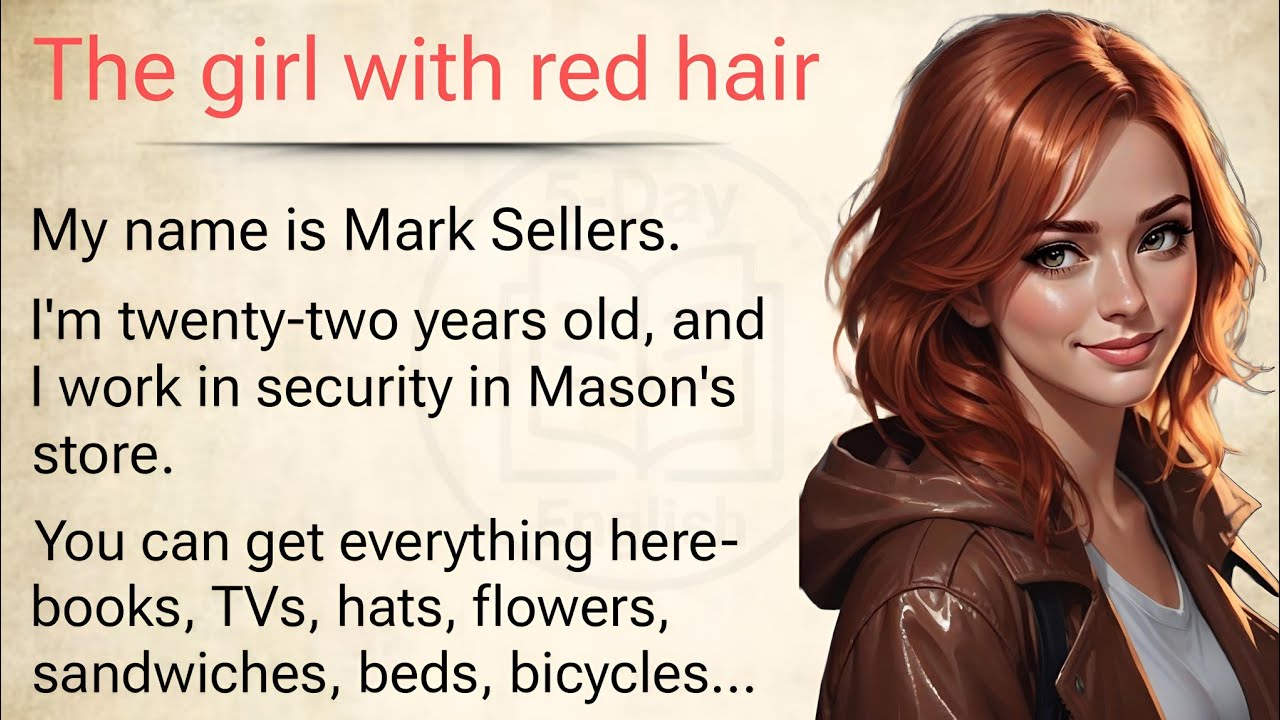 Learn English Through Stories Level 3🔥| Graded Reader | English Stories - The Girl With Red Hair 👩‍🦰