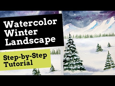Easy Watercolor Winter Landscape for Beginners