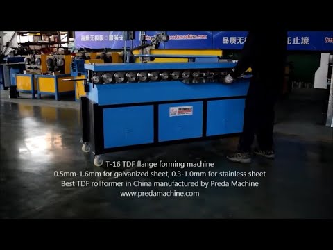 TDF flange forming machine T-16 capable of 1.6mm galvanized steel manufactured by Preda Machine