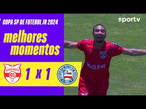 Gols e lances de Guaratinguetá x Bahia