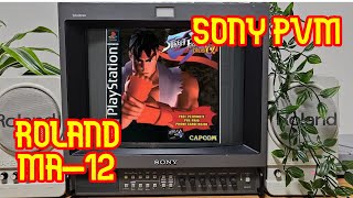 Playing Street Fighter EX Plus Alpha on a SONY PVM - Sony PlayStation 1 with PSIO and Roland MA-12s