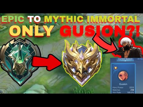 EPIC RANK TO MYTHIC IMMORTAL USING GUSION ONLY "CHALLENGE" PART 1😈(this is gonna be hard)