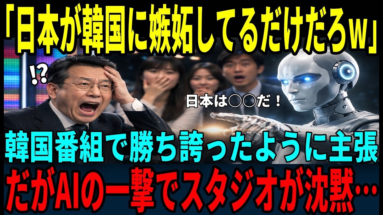 【海外の反応】「日本は韓国に嫉妬している！」韓国番組で強気主張だがAIの回答でスタジオが凍りつく…