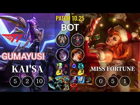 T1 Gumayusi Kai'Sa vs Miss Fortune Bot - KR Patch 10.25