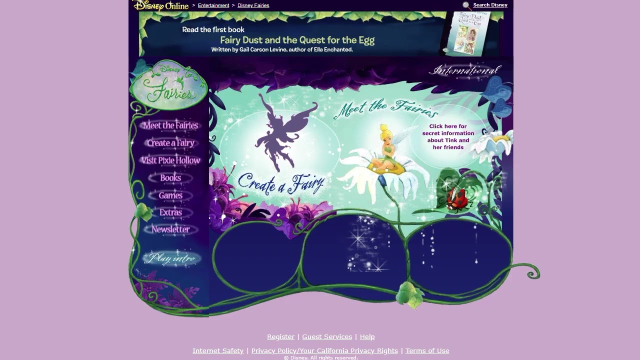Disney Fairies Flash website in 2005