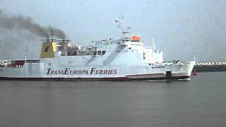 Ferry arriving into Ostend Harbour