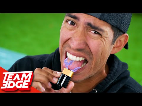 Last to Quit Licking a 9 Volt Battery Wins! *Do Not Try at Home!* Video