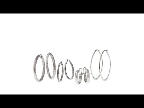 Stately Steel Set of 4 Pairs of Hoop Earrings