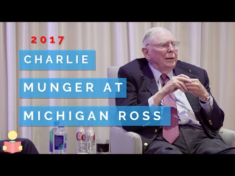 Charlie Munger Speaks at Michigan Ross - The Ross School of Business [Charlie is 93...]