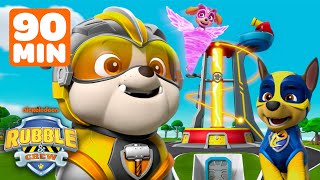 Mighty Rubble's Best Lookout Tower Rescues! w/ Chase & Skye | 90 Minutes | Rubble & Crew