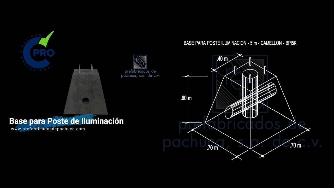 Base para Poste de Iluminación Ficha Técnica