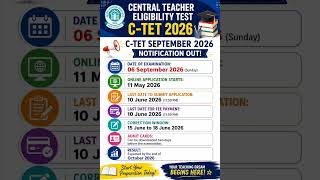 Start your preparation today ✨ Central Teacher Eligibility Test✨ Notification out  ✨