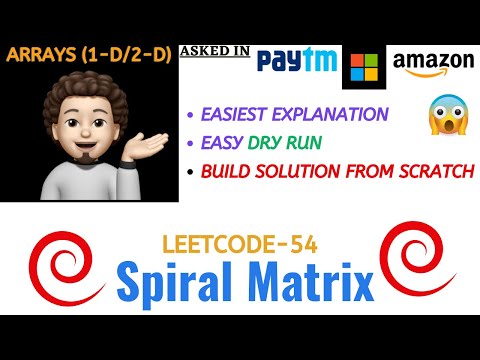 Spiral Matrix | Leetcode-54 | Amazon, Microsoft, Paytm | Explanation ➕ Live Coding 🧑🏻‍💻👩🏻‍💻