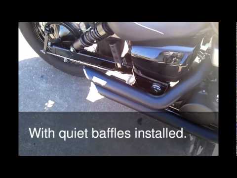 2011 Honda Shadow Phantom w Vance&Hines Shortshots Black  before and after baffles