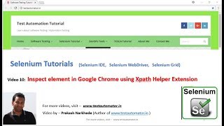 Selenium Video 10 - Inspect Element In Google Chrome Using Xpath Helper Extension