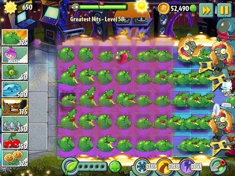 Plants vs Zombies 2 Greatest Hits Epic Hack - Level 58 - Zombie vs Predators