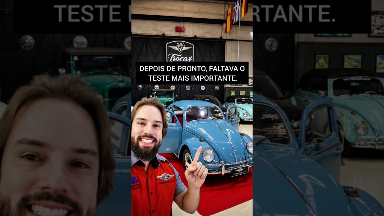 Antes do tapete vermelho, o proprietário levou seu Fusca 1967 Azul Real para dar uma volta!