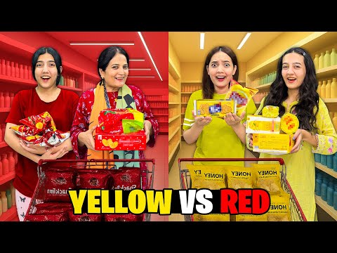  Red vs Yellow Shopping Challenge 😍| Zainab Ney Kia Extreme Dare 🤣|Ghr mein Pani Agya😱|Sistrology 