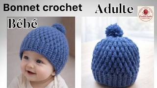 Tutoriel BONNET crochet : de bébé à adulte (toutes tailles) – facile et rapide