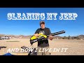 How I live in my Jeep, and a big cleaning Full-time overlanding in my Jeep Cherokee XJ - Over the hill and Over the mountain How I live in my Jeep, and a big cleaning Full-time overlanding in my Jeep Cherokee XJ