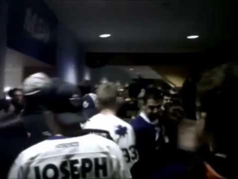 Toronto Maple Leafs Fans Celebrating Last Second Win in Buffalo