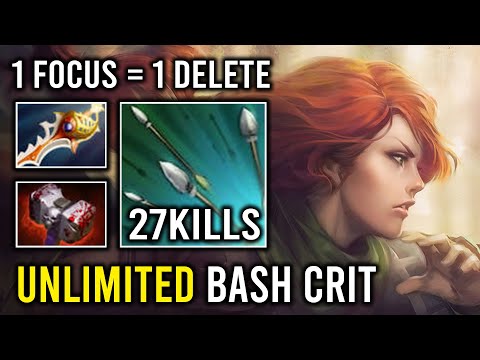 WTF Unlimited Bash & Crit Raining Arrow 1 Focus Fire = 1 Delete Super Carry Windranger Dota 2
