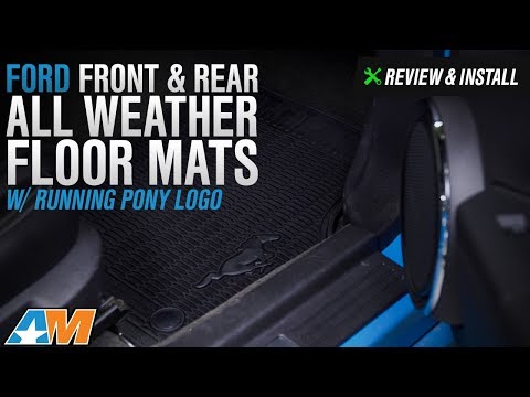 2011-2014 Mustang Ford Front & Rear All Weather Floor Mats w/ Running Pony Logo Review & Install