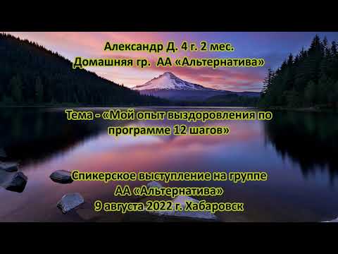 Александр Д. 4 г. 2 м. д.гр. "Альтернатива" Тема - Мой опыт выздоровления по программе 12 шагов.