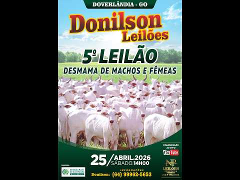 5º Leilão Especial DONILSON LEILÕES: Desmama de Machos e Fêmeas AO VIVO direto de Doverlândia-GO 🐂📡