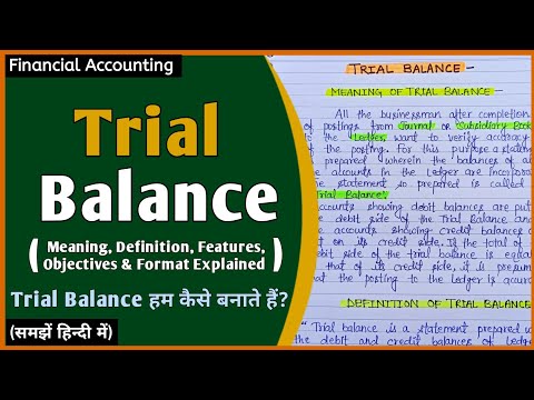Trial Balance Meaning Definition Features Format And Objectives In Hindi | Financial Accounting