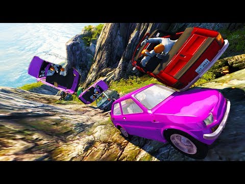 INSANE MULTI-CAR EJECTIONS OFF CLIFF! - BeamNG Drive Cliff Crashes and Funny Moments